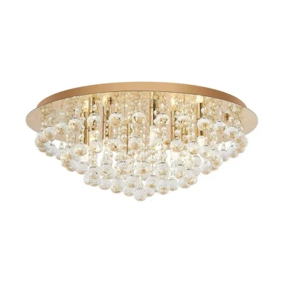 Abbildung von Lindby Deckenleuchten Gillion, dimmbar, Leuchtmittel nicht inklusive, Stahl, Kristall, gold, 8 flammig, G9, Kristall Deckenleuchte, Lampe