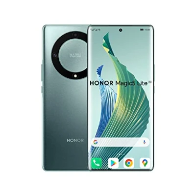 Abbildung von HONOR Magic5 Lite 5G Handy, Smartphone Akku 5100 mAh, gebogenes AMOLED Display 120 Hz, dünn und leicht, Dreifachkamera 64 MP, grün, 6 Plus 128 GB, Dual SIM, Android 12