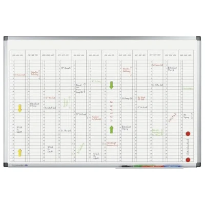 Abbildung von Legamaster 7 412000 Premium Jahresplaner, UV gehärtetes Whiteboard, vertikale Jahresübersicht, 90 x 60 cm