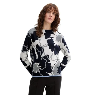 Abbildung von TOM TAILOR Damen 1045965 Pullover, 37720 Floral Shapes Jacquard Knit, L