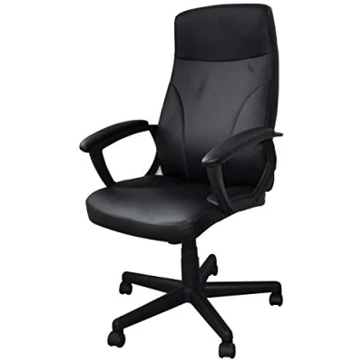 Abbildung von OFFICER PRODUCTS 23023311 05 Bürostuhl Crete/Ergonomischer Schreibtischstuhl Drehstuhl mit Kunstlederbezug/Bürosessel Laufrollen, Farbe: Schwarz