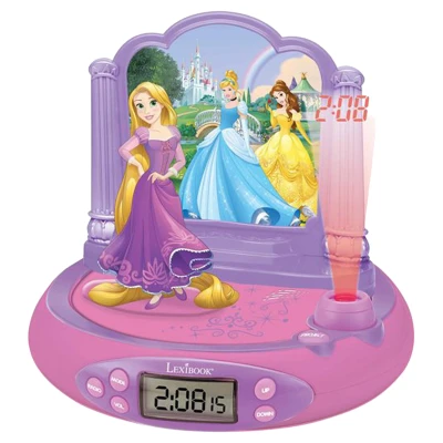 Abbildung von Lexibook, Disney Prinzessin Rapunzel, Projektor Wecker für Kinder, Nachtlicht und Zeitprojektion an die Decke, Soundeffekte, batteriebetrieben, Pink, RP515DP