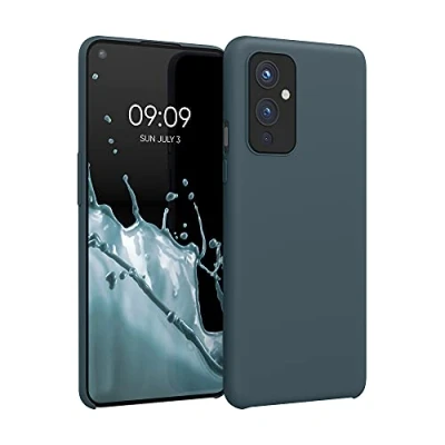 Abbildung von kwmobile Hülle kompatibel mit OnePlus 9 (EU/NA Version) Silikon Handy Case Handyhülle weiche Oberfläche kabelloses Laden Dunkler Schiefer