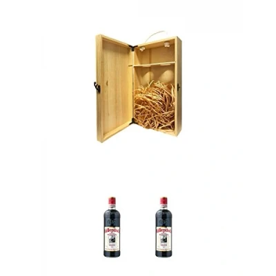 Abbildung von 1a Whisky Holzbox für 2 Flaschen mit Hakenverschluss + Killepitsch Kräuterlikör 0,7 Liter