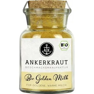 Abbildung von Ankerkraut Bio Golden Milk, Gewürz für goldene Milch, mit Kurkuma, Zimt und Ingwer, 85 g im Korkenglas