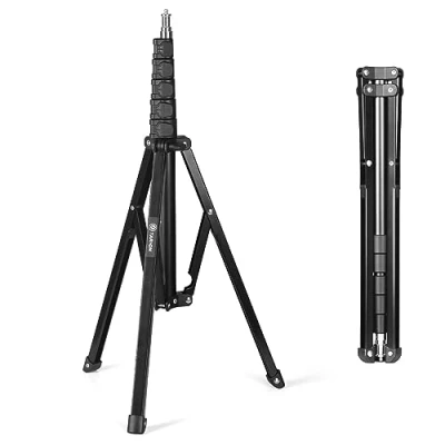 Abbildung von TARION Lichtstativ 200 cm Aluminium Lampenstativ Traglast 8 kg für Studio Outdoor Fotografie Ringlicht Blitzlicht (FLS 20)