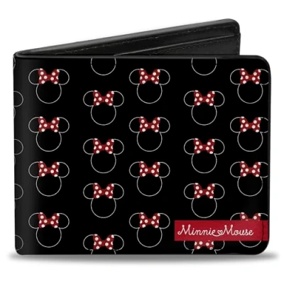 Abbildung von Buckle Down Herren Icon Monogramm/Minnie Mouse Banner Reisezubehör Bi Fold Brieftasche, Mehrfarbig, Standard größe