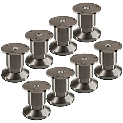Abbildung von 8 Stück Möbelfüße TERRA Höhe 50 mm Edelstahloptik gebürstet Sofafüße höhenverstellbar bis max. 15 mm, belastbar 250 kg/je Fuß von SOTECH