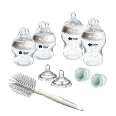Abbildung von Tommee Tippee Natural Start Neugeborene Starter Set 150 ml und 260 Anti Colic Babyflaschen Mittlerer Durchfluss Brustähnliche Sauger für einen natürlichen Verschluss Selbststerilisierend
