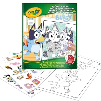 Abbildung von CRAYOLA Ausmalbuch mit Stickern, 32 Seiten und 4 Stickerbögen zum Thema Bluey, 04 2664G