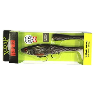 Abbildung von Rapala X Rap Peto Angelköder Kunstköder mit weichem Fischschwanz Süßwasser Spinnköder Lauftiefe 0.5 1m Fischköder 20cm, 83g Hergestellt in Estland Live Roach