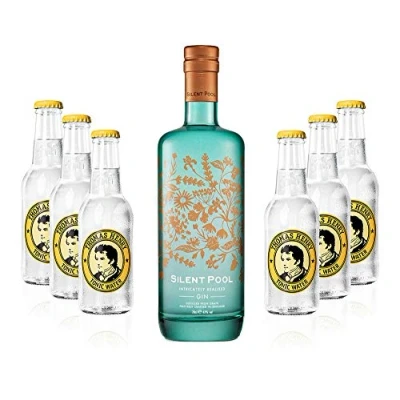 Abbildung von Mixcompany Gin Tonic Set Silent Pool 0,7L 700ml (43% Vol) + 6x Thomas Henry Water 200ml inkl. Pfand MEHRWEG [Enthält Sulfite]