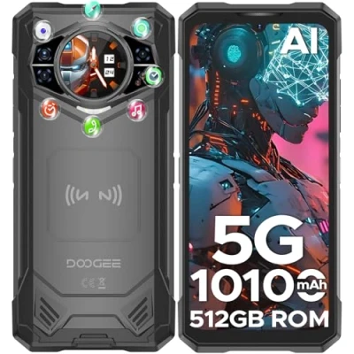 Abbildung von DOOGEE S200 X 5G Outdoor Handy Ohne Vertrag Android 14, 32GB + 512GB DDR5 Smartphone, 10100mAh, 6.72 Zoll FHD+ 120Hz, 100MP 1.32 AMOLED Rückseitiger Bildschirm, IP68/69K/NFC/WiFi 6/Face ID