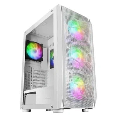 Abbildung von Mars Gaming MCX Schwarz, PC Gehäuse, Gehärtetes Glas, Dual Ring RGB Lüfter, ATX