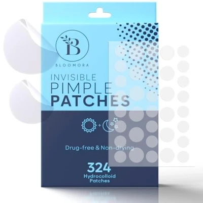 Abbildung von BLOOMORA Unsichtbare Pickel Patch (324 Stück), Hydrokolloid Pflaster für Akne, Pimple Patches das Gesicht, Acne Patch, Anti Patches, (Größen S/L)