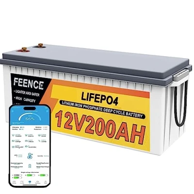 Abbildung von FEENCE 12V 200Ah LiFePO4 Batterie with Bluetooth, 200A BMS, bis zu 15000 Zyklen Deep Cycle Lithium Batterie, Max. 2560Wh für Wohnmobile, Boote, Trolling motor, Solar, Camping, Autorbatterie