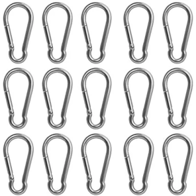 Abbildung von Belle Vous Edelstahl Karabinerhaken mit Schnappverschluss M4 Karabiner Haken (15 STK) 4cm Schnapphaken Belastbar Schäkel Wetterfest für Außen/Innen Schlüsselanhänger, Campen, Angeln, Wandern