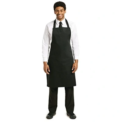 Abbildung von Whites Chef&#039;s Latzschürze für die Küche, Kochen und Grillen Männer Frauen Schwarz Polycotton Größe: 965(L) x 711(B)mm A279