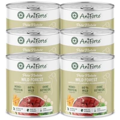 Abbildung von AniForte Hundefutter Nass WildForest 6 x 800g Nassfutter für Hunde, Frisches Wildfleisch mit Gemüse &amp; Früchten, Natürliches Hundenassfutter getreidefrei glutenfrei