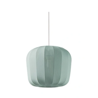 Abbildung von Lindby Hängeleuchte Helin, blau, Ø 35 cm, Stoff