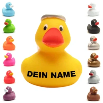 Abbildung von Badeente personalisierbar (Engel gelb)
