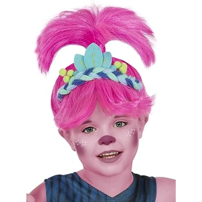 Abbildung von Funidelia Poppy Perücke Trolls 3 für Mädchen Zeichentrickfilm, Trolls, Film und Serien Zubehör Kinder, Kostüm Rosa