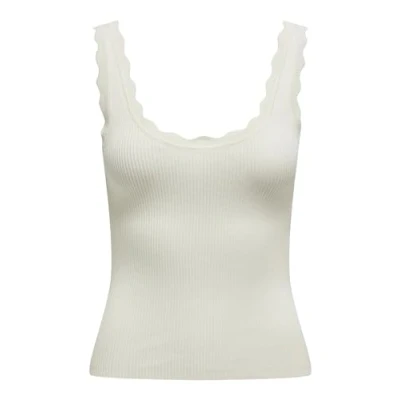 Abbildung von JDY Jdynanna Scallop EDGE Top, Damen, Größe: XS, Cloud dancer