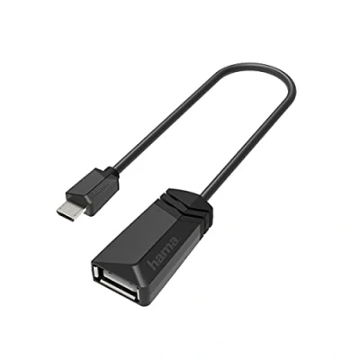 Abbildung von Hama USB OTG Adapter, Micro Stecker A Buchse (Adapter zum Anschluss von Geräten wie Tablet an z.B. Drucker, Adapter mit High Speed Übertragung 480 Mbit/s, 2.0)