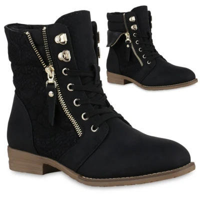Abbildung von VAN HILL 815442 Schnürstiefelette in hochwertiger Lederoptik und stillvollen Zipper