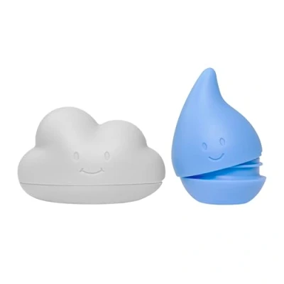 Abbildung von Ubbi Cloud and Rain Droplet Bath Squeeze Toys, Set of 2, Baby Accessory, Water Toys for Toddler Time Play, Muted Blue White