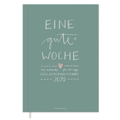 Abbildung von Eine der Guten Verlag Terminkalender Terminplaner 2025 A5, mint weiß, 1 Doppelseite / Woche, 144 S. FSC Papier, Softcover, klimaneutral
