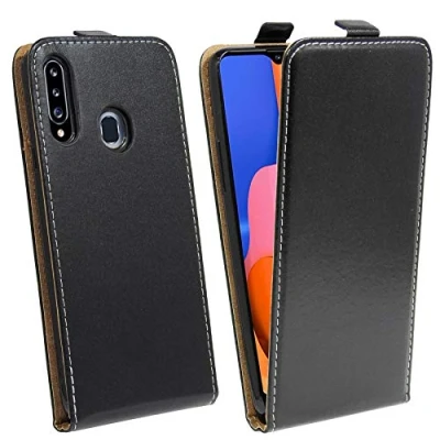 Abbildung von cofi1453® Flip Case kompatibel mit Samsung Galaxy A20S (A207F) Handy Tasche vertikal aufklappbar Schutzhülle Klapp Hülle Schwarz