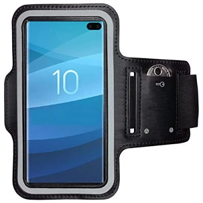 Abbildung von CoverKingz Sportarmband für Samsung Galaxy S10+ (Plus) Armtasche mit Schlüsselfach S10 Plus Sport Laufarmband Handy Armband Schwarz