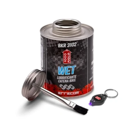 Abbildung von Errecom 1000 Miglia BKR 3102 Fahrradkette Schmiermittel Wet 400 ml, für Nasse, Feuchte und Schlammige Bedingungen, All In One mit Pinsel enthalten