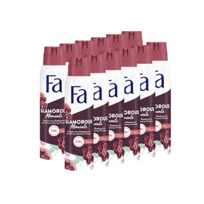 Abbildung von FA Deospray Glamorous Moments (12x 150ml), Deodorant mit dem glamourösen Duft der schwarzen Orchidee, Vegane Formel, stoppt Bakterien, Deo Schutz ohne Aluminiumsalze