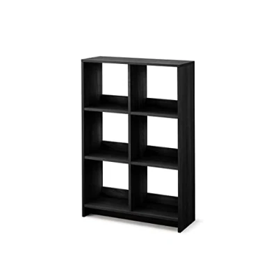 Abbildung von Iris Ohyama, Offenes Regal, Bücherregal, Regal mit 6 Fächern, Trennwand, horizontal &amp; vertikal, Büro, Schlafzimmer, Wohnzimmer Wood Open Shelf WOS Schwarze Eiche