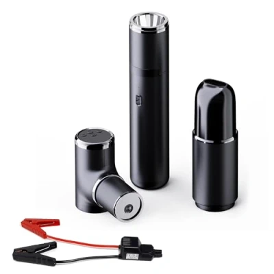 Abbildung von Auto Starthilfe Powerbank mit Luftkompressor, 12V 500A Spitzenstrom, 38,4Wh Tragbare für 6.0L Benzin und 5.0L Dieselmotor LED Taschenlampe