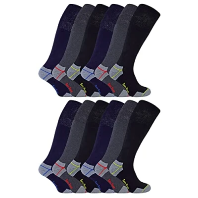 Abbildung von Sock Snob Herren Lang Arbeitssocken Baumwolle Gepolstert Kniehoch Work Socken (39 45, 12 Paare)