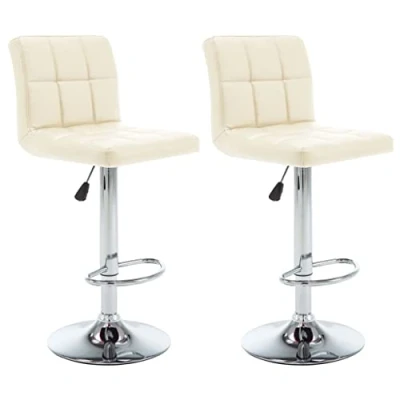 Abbildung von vidaXL 2X Barhocker Höhenverstellbar Barstuhl Tresenhocker Bistrohocker Thekenhocker Küchenhocker Thekenstuhl Tresenstuhl Creme Kunstleder