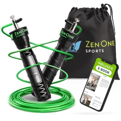 Abbildung von ZenOne Sports Springseil mit Kugellager, für Erwachsene, längenverstellbar, Extra Stahlseil