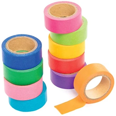 Abbildung von Baker Ross Regenbogenband, klebrig und dekorativ für Kartenhandwerk, Einklebebuch Kunsthandwerk Kinder (10er Pack), Bastelmaterial Schultüten, sortiert