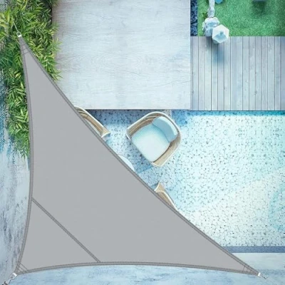 Abbildung von LOVE STORY Sonnensegel Dreieckig 4x4x5.65m Wasserdicht Hellgrau Sonnenschutz Windschutz Segel PES Polyester,95% UV Schutz für Außenbereich, Terrasse, Balkon, Garten