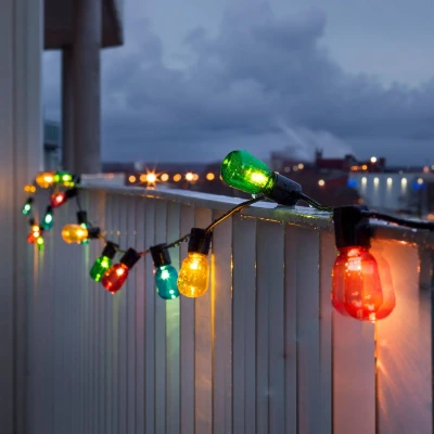 Abbildung von KONSTSMIDE LED Lichterkette Weihnachtsdeko aussen, 20 flammig, Biergartenkette, bunt, bunte Birnen / 40 warm weiße Dioden