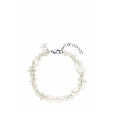 Abbildung von Purelei® Crystal Wave Armband Damen mit echten Keshi Perlen &amp; Bergkristall Edelstahl 18K vergoldet/silber Verstellbar 1619 cm Sommerliches Statement spiritueller Bedeutung (Silver)