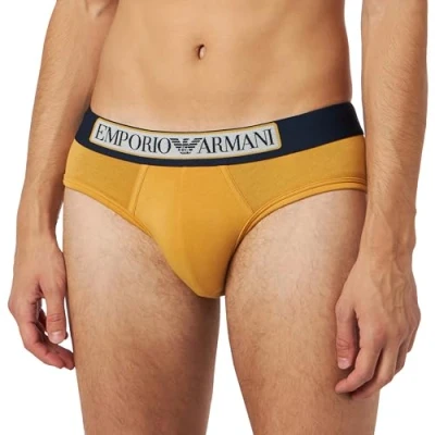 Abbildung von Emporio Armani Herren Men&#039;s Logo Label Boxer Briefs, Mustard Yellow, M EU