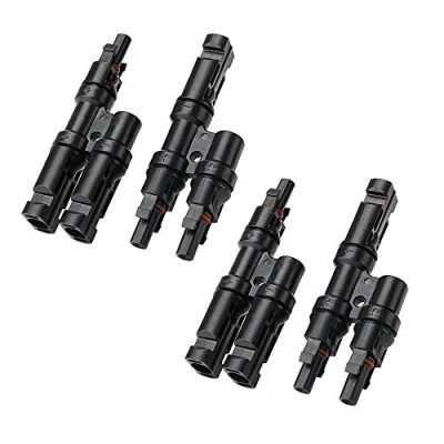 Abbildung von Aiqeer 2 Paar Solarpanel Kabelverbinder, Solar Photovoltaik Steckverbinder T Abzweigverbinder MFF/FMM (Schwarz)