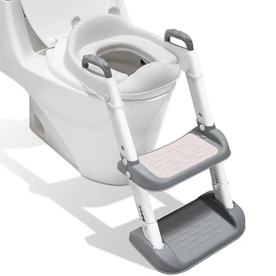 Abbildung von Adoraland Toilettensitz Kinder Toilettenaufsatz Kinder, mit Treppe Spritzschutz WC Sitz für Jung und Mädchen Griffe Weiß