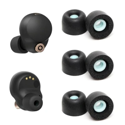 Abbildung von Memory Foam Ear Buds für Sony WF 1000XM4, Ohrstöpsel Ersatz Piece Tips 1000XM4 Fit Charging Case (Matte Oberfläche, 3 Paar, L)