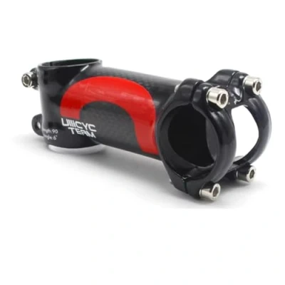 Abbildung von Neuer Carbon Fahrrad Vorbauten, Leichter Aluminium + Fahrradlenker, Mountainbike Vorbau Rennrad ø31,8x80 / 90/100 110mm 7 Grad 3K Glanz (Rot,80mm)