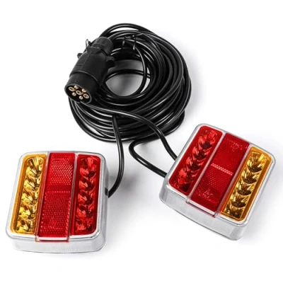 Abbildung von Yinaolan 12V magnetisches LED Anhängerleuchten Set, 2 teiliges wasserdichtes Anhänger Rücklicht Bremslicht Blinkerlampen mit 7,5 m Kabel und 7 poligem Stecker für Wohnwagen Traktor LKW Lief